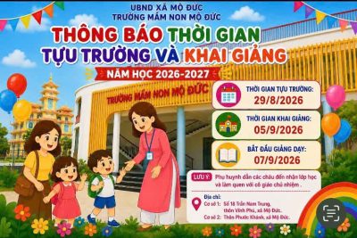 Thông báo thời gian Tựu trường và Khai giảng năm học 2026 -2027