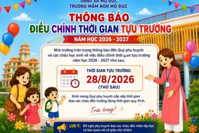 Thông báo điều chỉnh thời gian tựu trường năm học 2026-2027