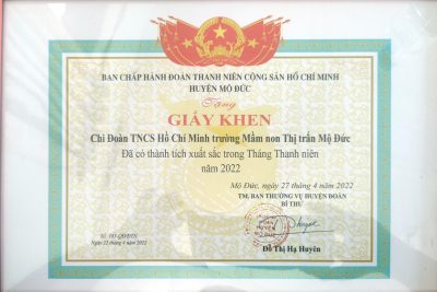 Những hoạt động và thành tích đạt được của Đoàn thanh niên trường Mầm non thị trấn Mộ Đức